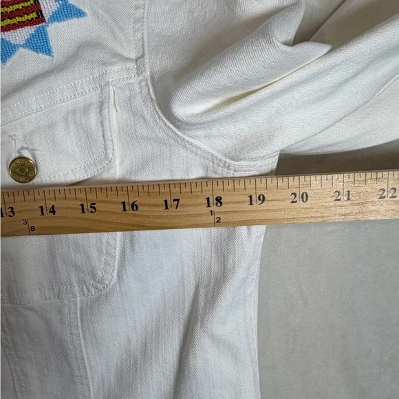 Women’s Polo Ralph Lauren White Jean Jacket Western Southwest Embroidered Bead - Picture 10 of 11